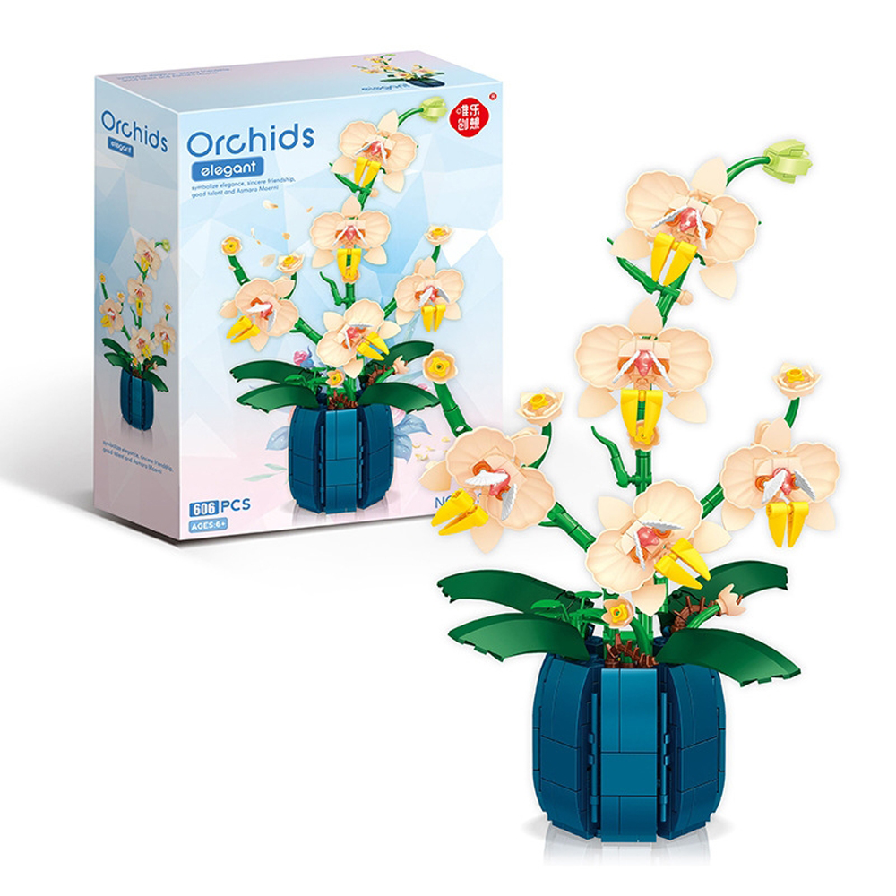 Orchid Kids Education - 부케 화분 난초 빌딩 블록 세트,