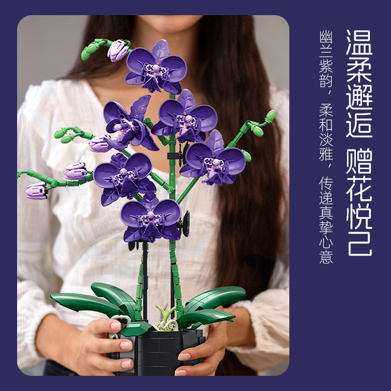 난초 식물 빌딩 블록 세트 DIY 분재 꽃 꽃다발 줄기 - Orchid Kids Education 리뷰 및 가격