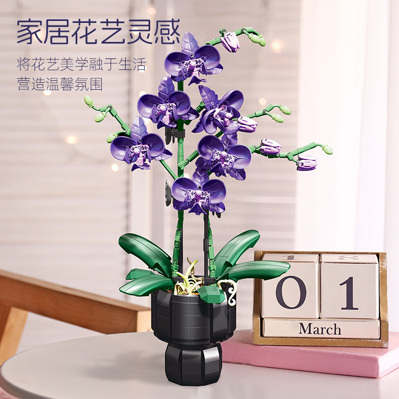난초 식물 빌딩 블록 세트 DIY 분재 꽃 꽃다발 줄기 - Orchid Kids Education 리뷰 및 가격