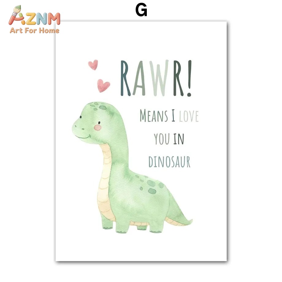AZNM 수채화 공룡 알파벳 숫자 캔버스 벽 예술 영감 - Inspirational Kids Education Quotes 리뷰 및 가격