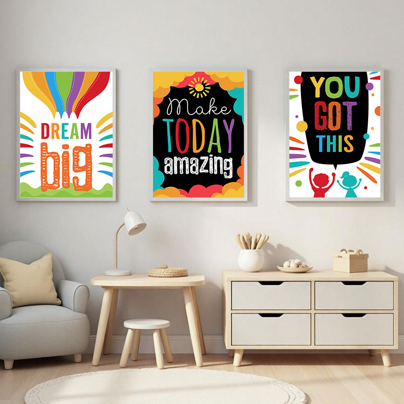다채로운 귀여운 꿈 큰 인용문 캔버스 아트 인쇄 현대  - Inspirational Kids Education Quotes 리뷰 및 가격