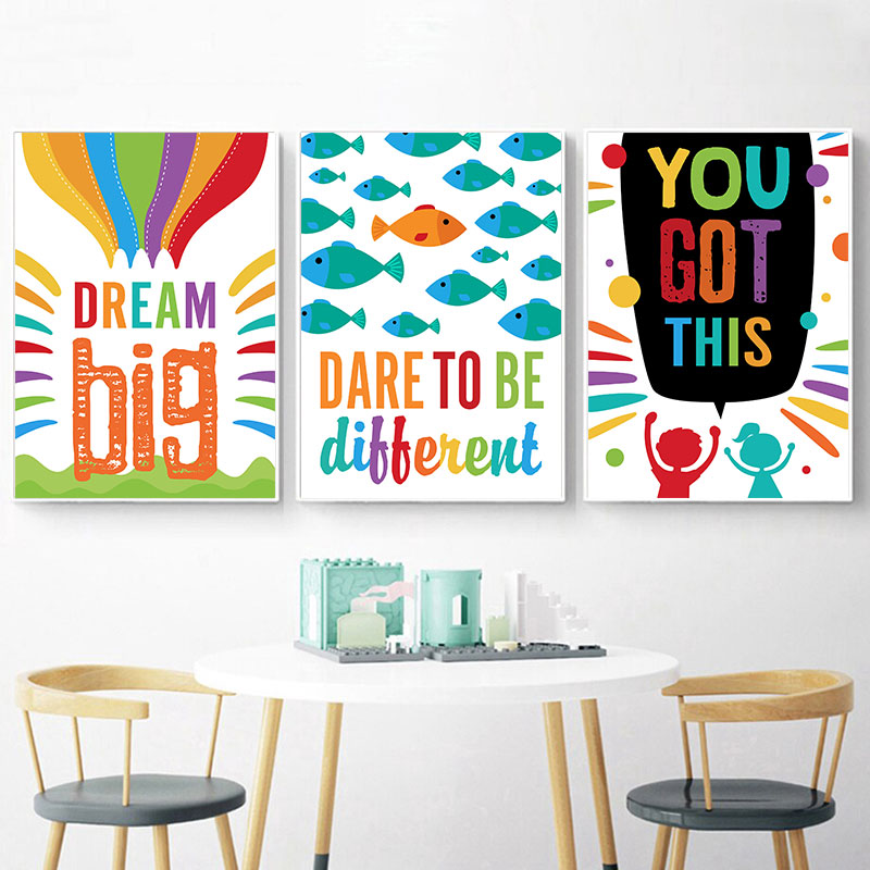다채로운 귀여운 꿈 큰 인용문 캔버스 아트 인쇄 현대  - Inspirational Kids Education Quotes 리뷰 및 가격