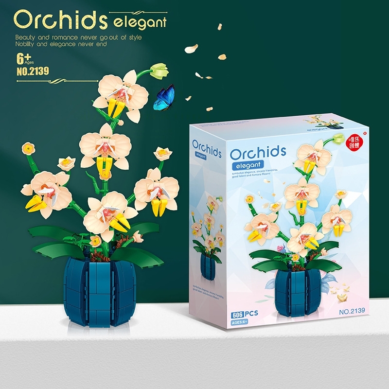 부케 화분 난초 빌딩 블록 세트, 창의적인 데스크탑 장 - Orchid Kids Education 리뷰 및 가격